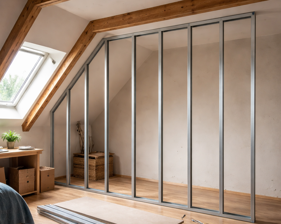 metalstud wand plaatsen zolder